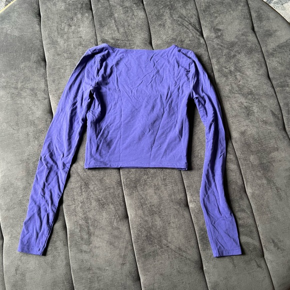 Wilfred Free Purple Crop Long Sleeve T-shirt - Picture 2 of 3